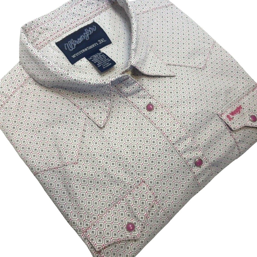 Wrangler Women's 3XL Western Shirt Pink Breast Cancer Pink Pearl Snaps